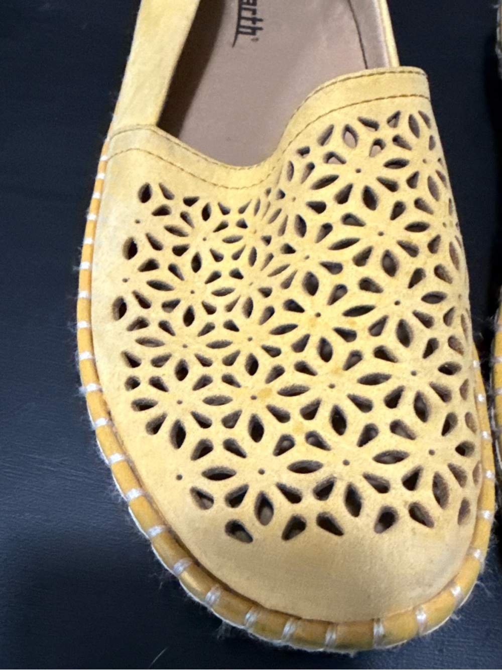 Earth Yellow Laser-Cut Casual Slip-On Flats - Picture 3 of 9